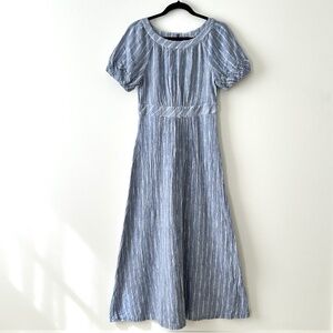 Calvin Klein 100% Cotton Blue & White Striped Short Sleeve Maxi Dress
